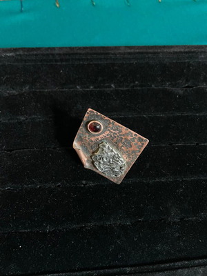 Handmade ring new with silver shank, copper plate and amethyst