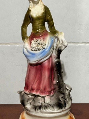 Gypsum figurine girl used, vintage, 34 cm height