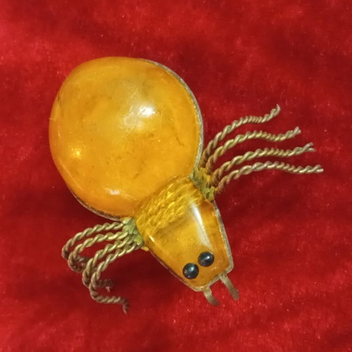 Russian brooch with amber used