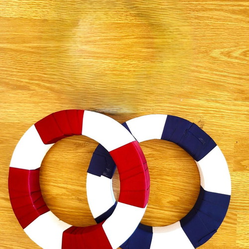 Flat Polystyrene Wreath like New Nautical Style with Ribbons