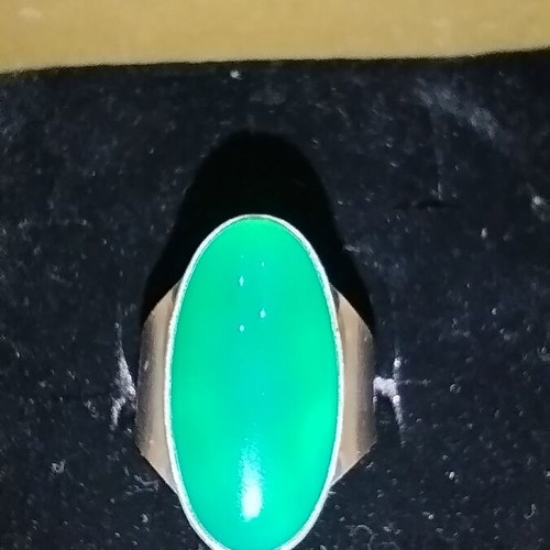 Ασημί 925 δαχτυλίδι με green agate σαν καινούργιο, μέγεθος 54