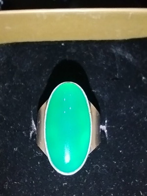 Ασημί 925 δαχτυλίδι με green agate σαν καινούργιο, μέγεθος 54