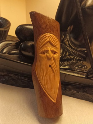 Handmade wood spirit carving Elder from willow wood, new wall decoration