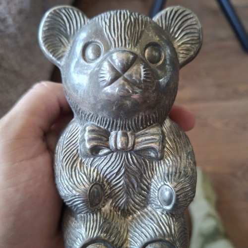 Vintage piggy bank used, possibly silver plated