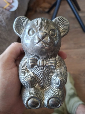 Vintage piggy bank used, possibly silver plated