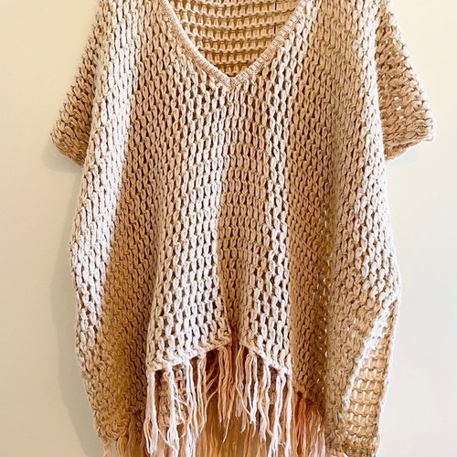 Top Shop knitted poncho unused, pink salmon