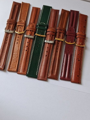 Luxury leather watch straps set of 8, like new, 18 mm and 20 mm