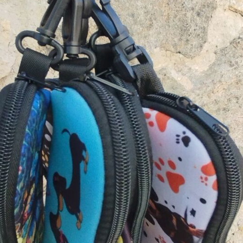 Waterproof glasses case with colorful cat, dog, butterfly, and flower designs