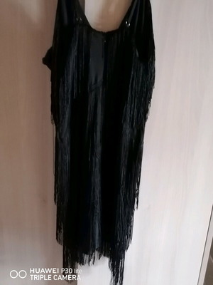 Dress with fringes Shein large black like new adjustable straps