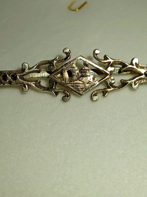 Tie clip silver 925 and 9K gold plated used with filigree design and marcasite stones