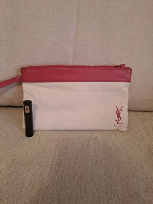 YSL toiletry bag with mini mascara new, beige and red