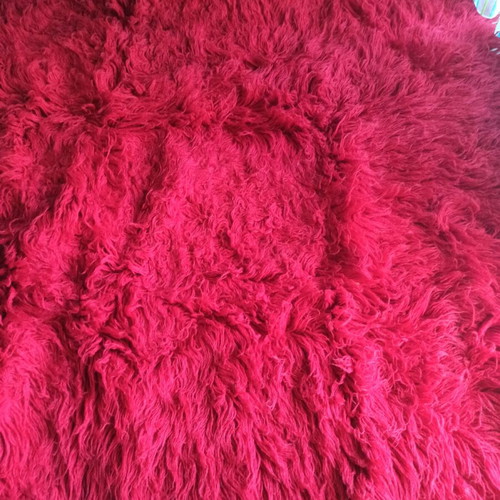 Red flokati velentza rug like new, traditional wool carpet