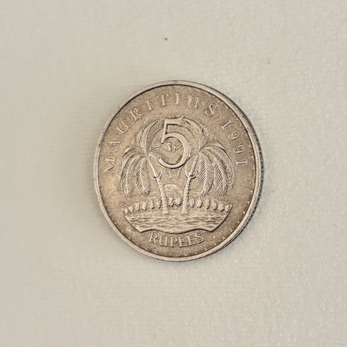 Coin 5 rupees Mauritius 1991 used