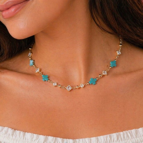 Necklace blue cross pendant new stainless steel
