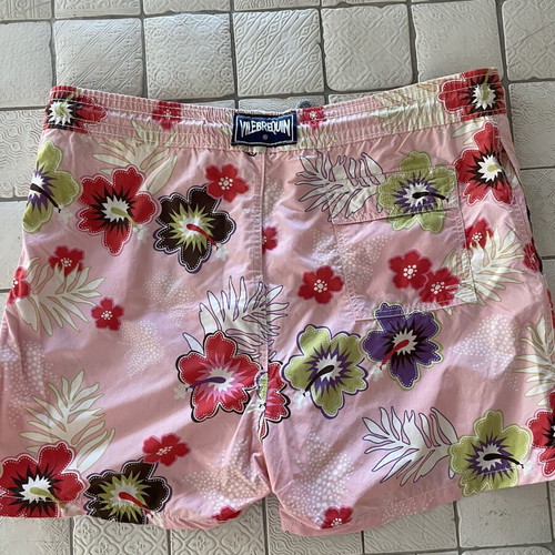 Vilebrequin swim shorts used, pink floral, size XXL, broken elastic