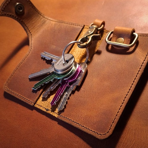 Handmade leather key wallet new, brown