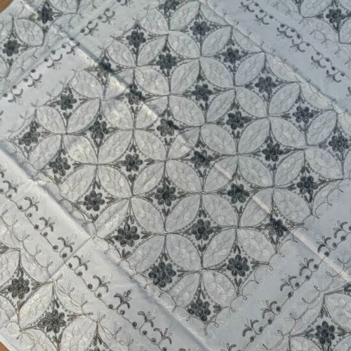 Tablecloth and table runner set with black and white embroidery