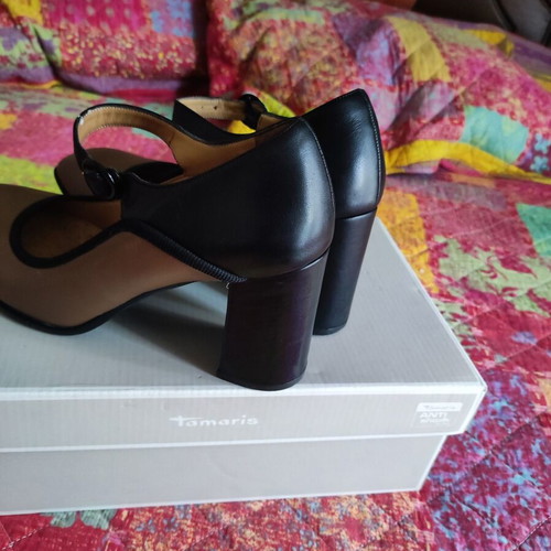 Tamaris leather shoes pumps like new, size 37, black-brown