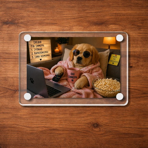 Acrylic fridge magnet "Not Today" new, Lazy Dog Meme 9x6cm