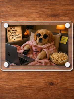 Acrylic fridge magnet "Not Today" new, Lazy Dog Meme 9x6cm