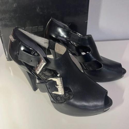 Miss Sixty black high-heeled shoes used, size 39, open sides and front