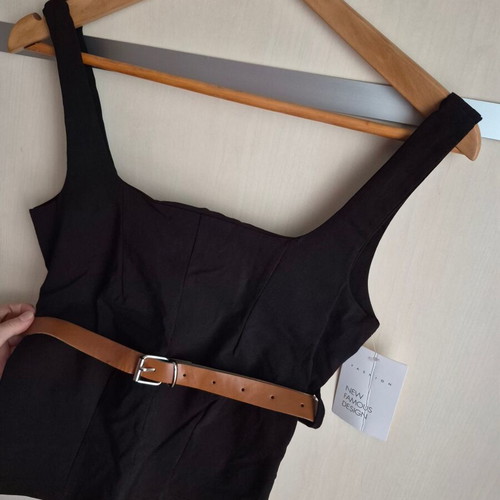 Black fitted top with belt new, sizes S and M