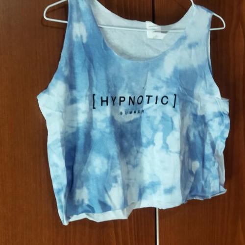 Blouse new, white and blue, one size