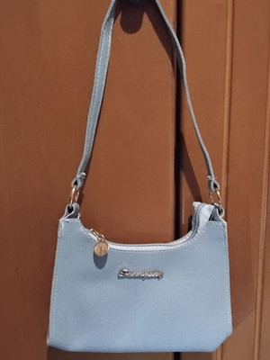 Small shoulder bag turquoise with gold details, new
