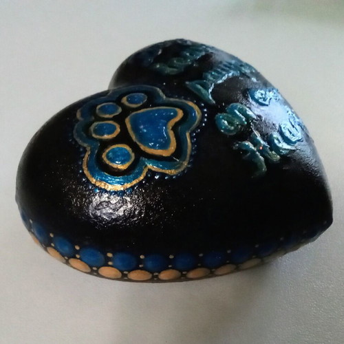 Handmade decorative plaster heart new with dot painting