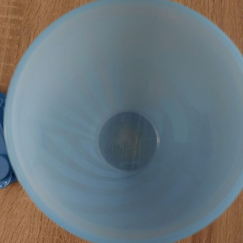 Tupperware jug used with airtight lid, blue translucent