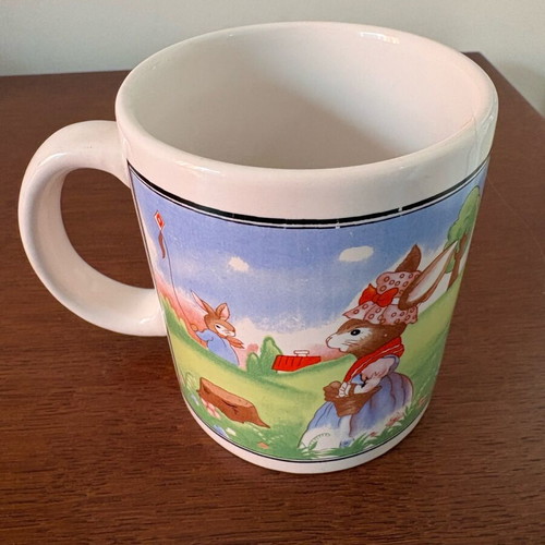 Vintage children's ceramic mug with Easter theme like new