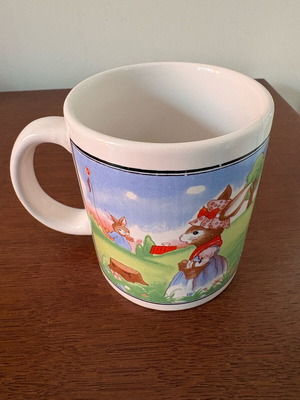 Vintage children's ceramic mug with Easter theme like new