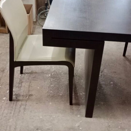 Potocco dining table for 6 people like new wenge with 6 white leather chairs