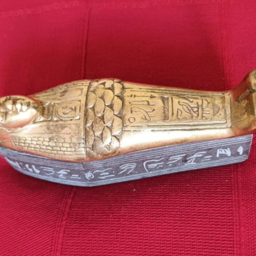 Bronze Egyptian Sarcophagus used, 15x5 cm