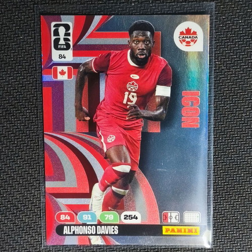 Alphonso Davies Lot of 2 Panini Adrenalyn XL FIFA World Cup 2026 cards, new