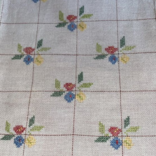 Rectangular table runner with hand embroidery and fringes, new