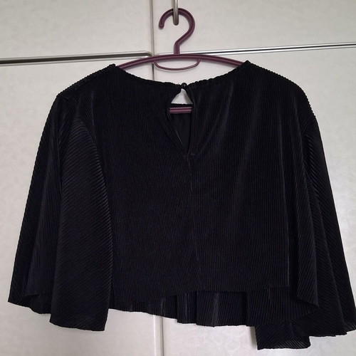Women's Pleated Blouse new, black, size 44, 3/4 sleeves
