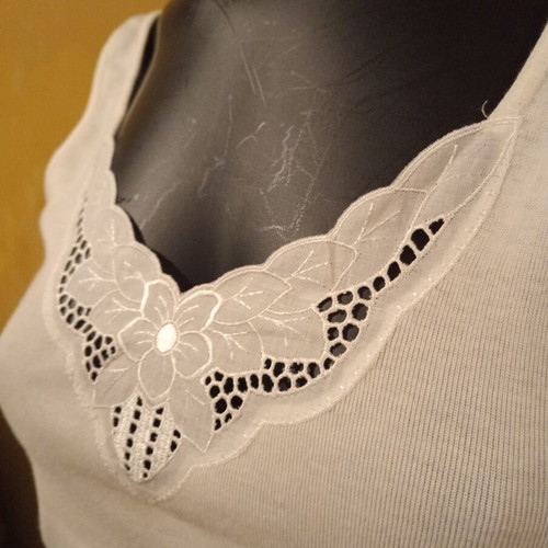 Tricosi vintage 1980s long sleeveless blouse, made in West Germany, white cotton