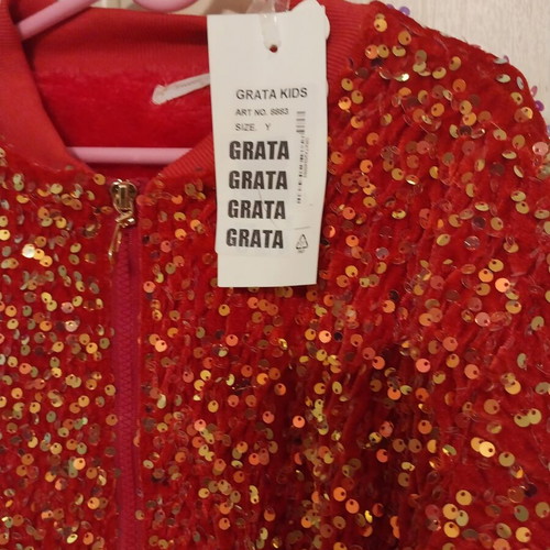 Pink fuchsia jacket with sequins for 8-year-old girl, new