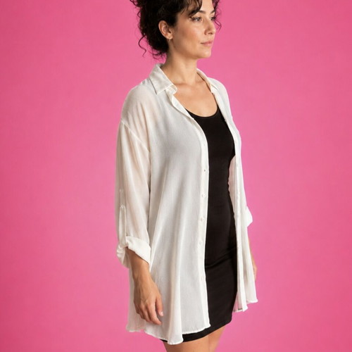 PPT Fashion airy shirt with pockets, like new, white beige, size L