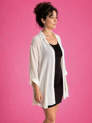 PPT Fashion airy shirt with pockets, like new, white beige, size L