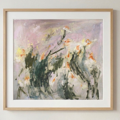 Abstract oil painting on paper new, 41x36 cm