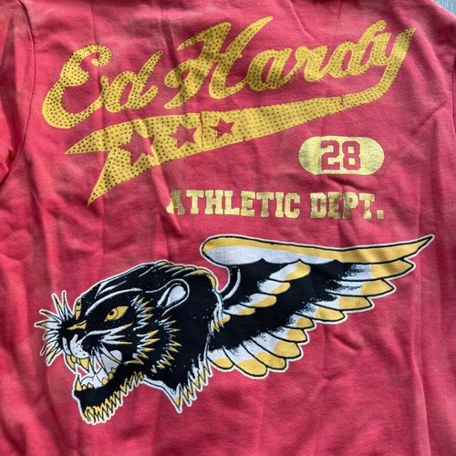 Ed Hardy sweatshirt new, dark pink with crystals and winged tiger, size S