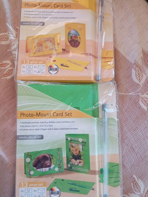 Card making set new, 13 pieces with photo mounts and silver gel pen
