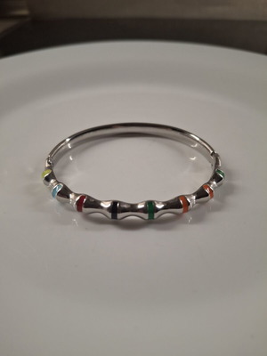 Steel bracelet like new with colorful details, silver