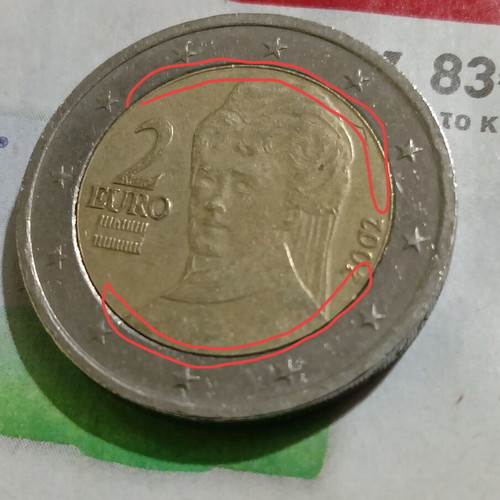 Collectible 2€ Austria coin used with errors 2002