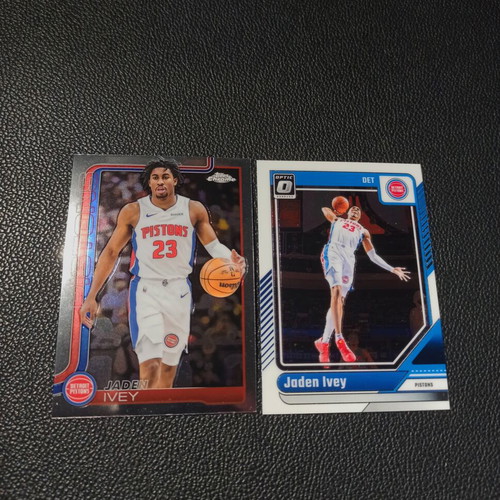 2025 Topps Chrome and 2024-2025 Panini Donruss Optic Jaden Ivey cards like new