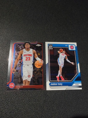 2025 Topps Chrome and 2024-2025 Panini Donruss Optic Jaden Ivey cards like new