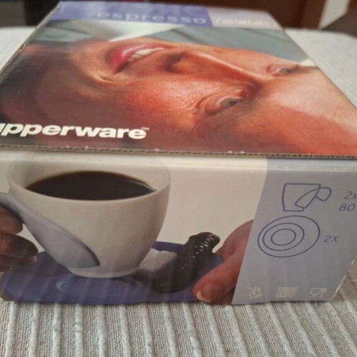 Tupperware porcelain espresso cup set with saucers, 2 pieces