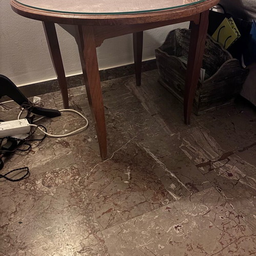 Table used, height 50 cm, diameter 70 cm
